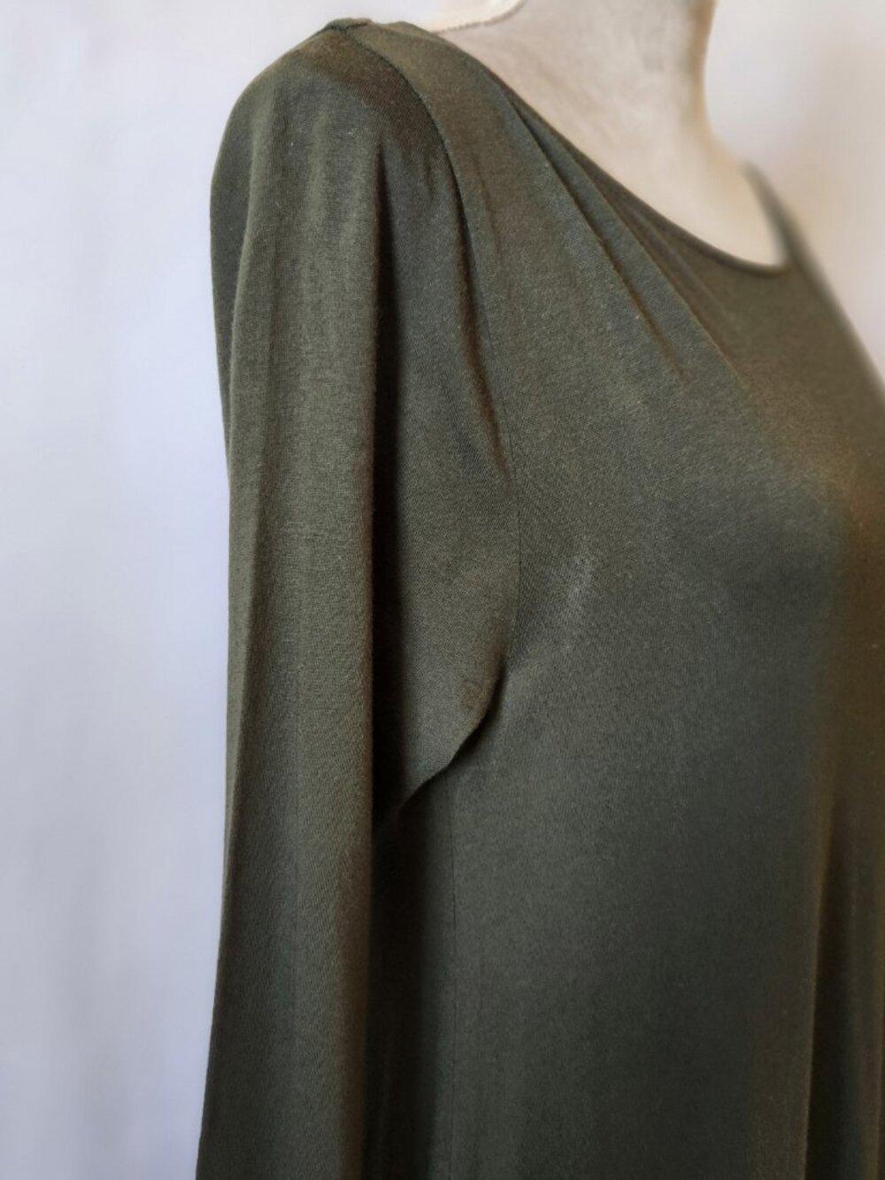 Soft Surrounding Women’s Size Medium Olive Green Knit Rayon Blend Maxi Dress - Picture 7 of 15